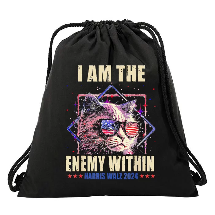 I Am The Enemy Within Funny Kamala Harris 2024 Merch Drawstring Bag