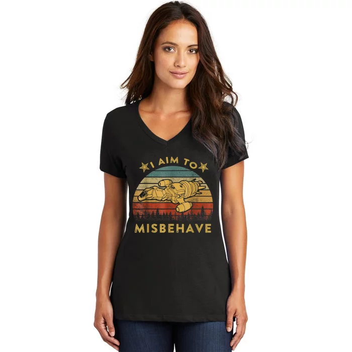 I Aim To Misbehave Firefly Women's V-Neck T-Shirt