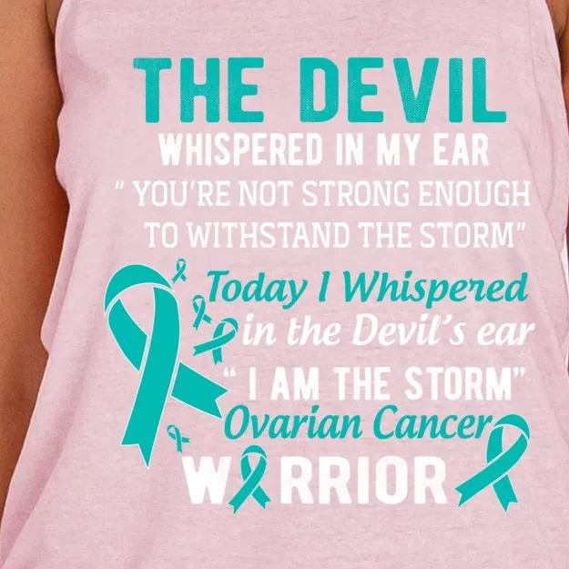 I Am The Storm Ovarian Cancer Warrior Funny Gift Women's Knotted Racerback Tank