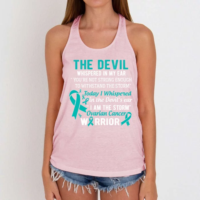 I Am The Storm Ovarian Cancer Warrior Funny Gift Women's Knotted Racerback Tank