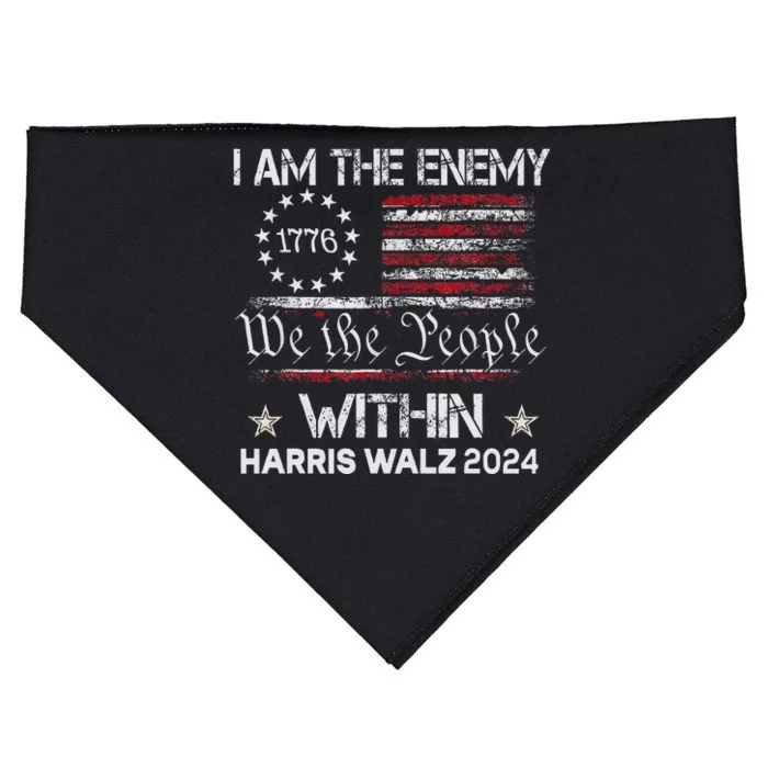 I Am The Enemy Within Harris Walz 2024 USA-Made Doggie Bandana