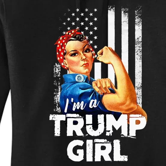 IM A Trump Girl Rosie The Riveter Us Flag Women's Pullover Hoodie