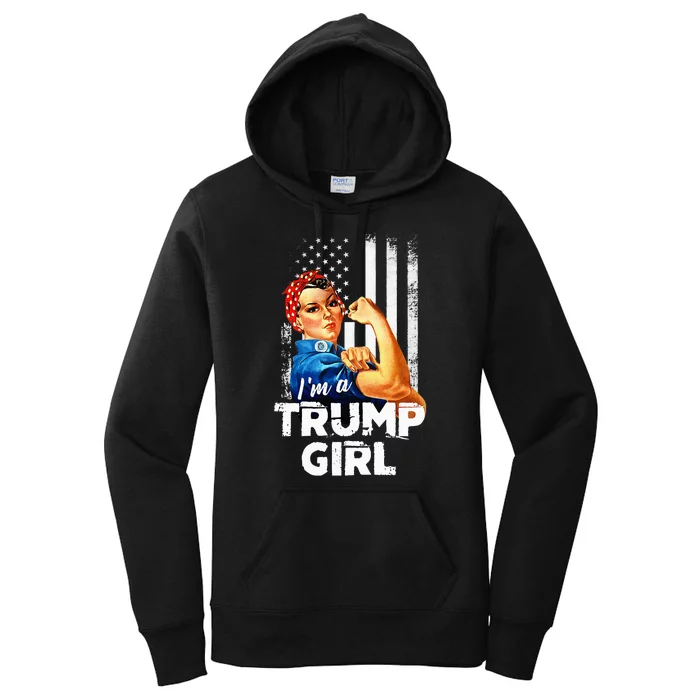 IM A Trump Girl Rosie The Riveter Us Flag Women's Pullover Hoodie