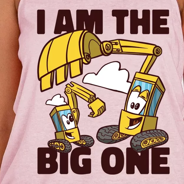 I Am The Big One Builder First Birthday Women's Knotted Racerback Tank