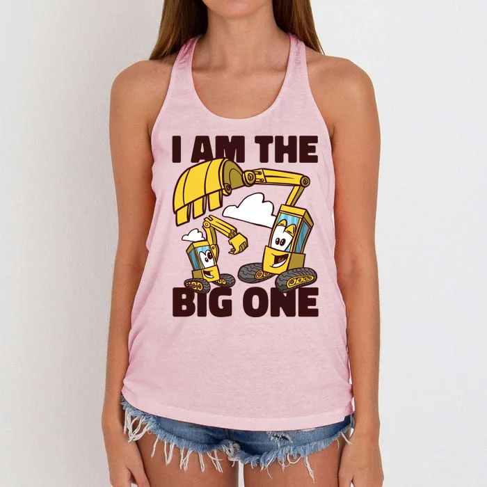 I Am The Big One Builder First Birthday Women's Knotted Racerback Tank