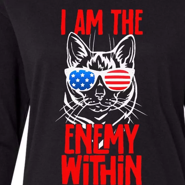 I Am The Enemy Within Pun Kamala Harris Cat Us Glasses 2024 Womens Cotton Relaxed Long Sleeve T-Shirt