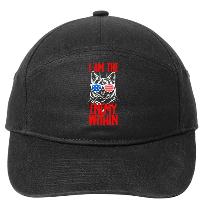 I Am The Enemy Within Pun Kamala Harris Cat Us Glasses 2024 7-Panel Snapback Hat