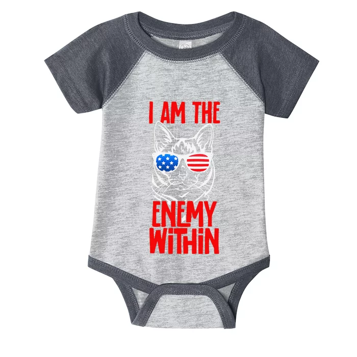 I Am The Enemy Within Pun Kamala Harris Cat Us Glasses 2024 Infant Baby Jersey Bodysuit