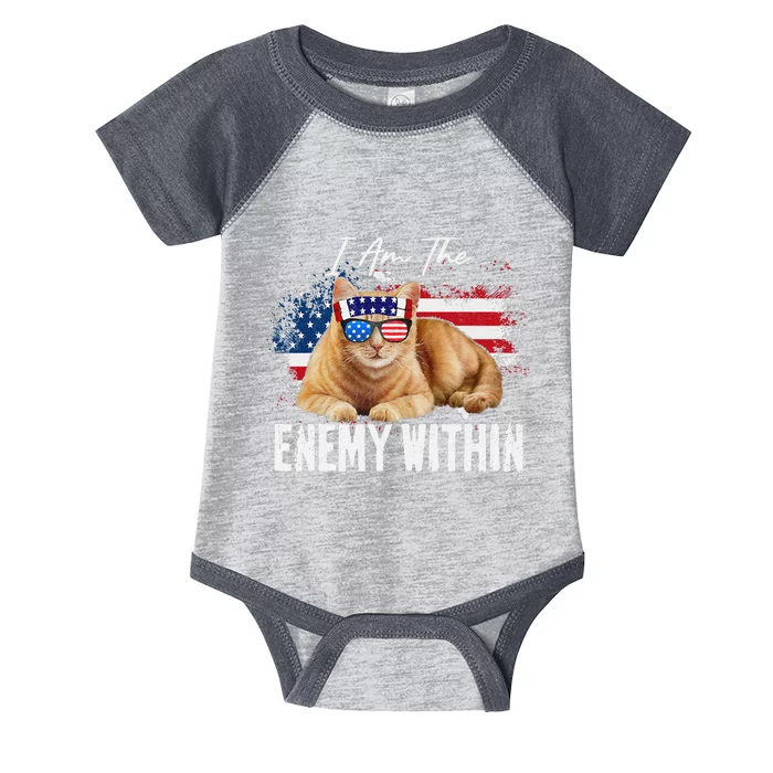 I Am The Enemy Within Pun Kamala Harris Cat Us Glasses 2024 Infant Baby Jersey Bodysuit