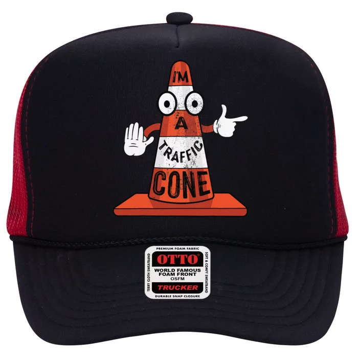 Im A Traffic Cone Halloween Last Minute Costume Funny High Crown Mesh Trucker Hat