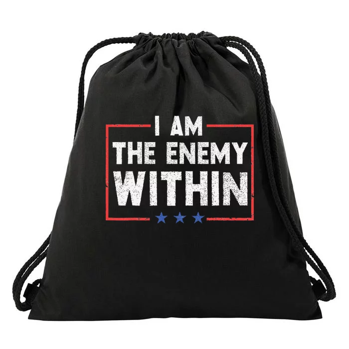 I Am The Enemy Within Drawstring Bag