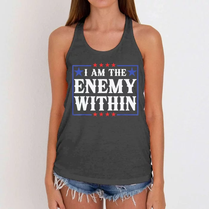 I Am The Enemy Within Pun Women's Knotted Racerback Tank