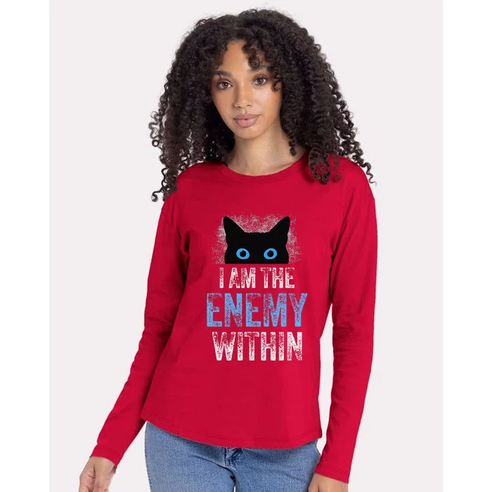 I Am The Enemy Within Pun Cat Owners Womens Cotton Relaxed Long Sleeve T-Shirt