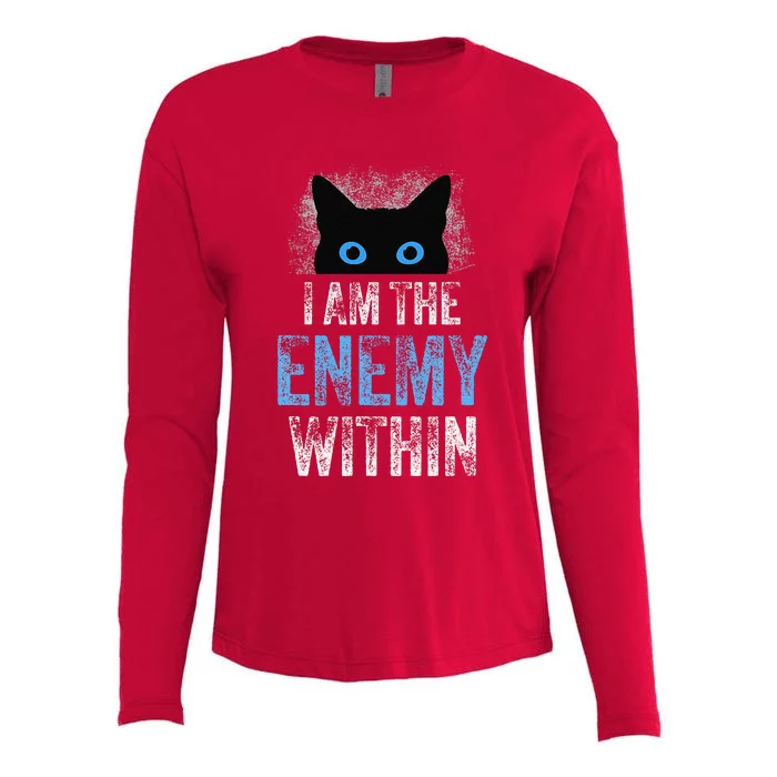 I Am The Enemy Within Pun Cat Owners Womens Cotton Relaxed Long Sleeve T-Shirt