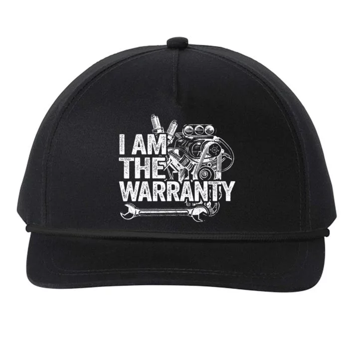 I Am The Warranty Race Car Parts Engine Auto Funny Mechanic Snapback Five-Panel Rope Hat