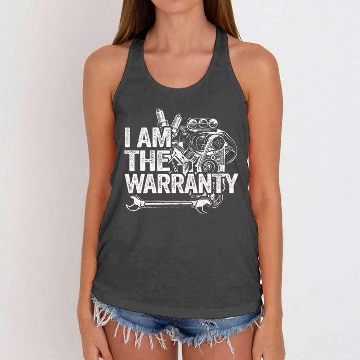 I Am The Warranty Race Car Parts Engine Auto Funny Mechanic Women's Knotted Racerback Tank