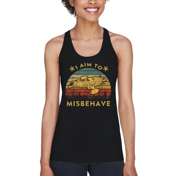 I Aim To Misbehave Vintage Women's Racerback Tank