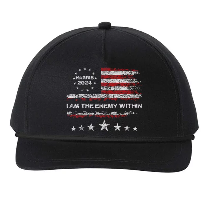 I Am The Enemy Within Kamala Harris Cat Lady President Us Snapback Five-Panel Rope Hat