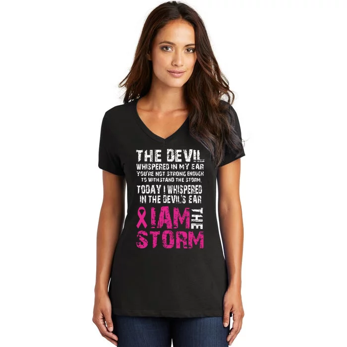 I Am The Storm Breast Cancer Awareness Women's V-Neck T-Shirt