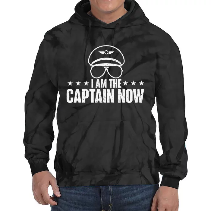 I Am the Captain Now Airplane Aircraft Lover Airline Pilot Tie Dye Hoodie