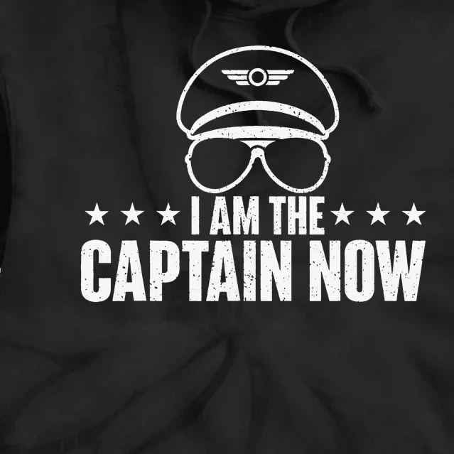 I Am the Captain Now Airplane Aircraft Lover Airline Pilot Tie Dye Hoodie