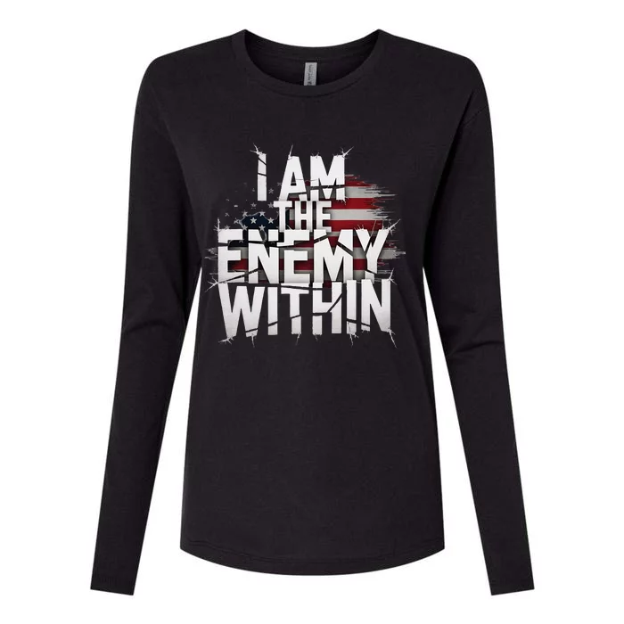 I Am The Enemy Within Pun Harris V Trump 2024 Politics Womens Cotton Relaxed Long Sleeve T-Shirt