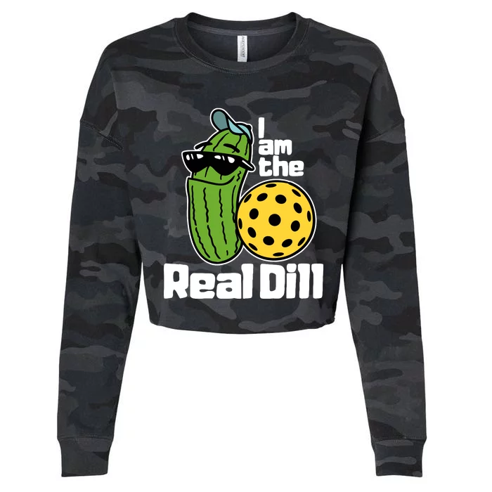 I Am The Real Dill Funny Pickleball Paddleball Cropped Pullover Crew