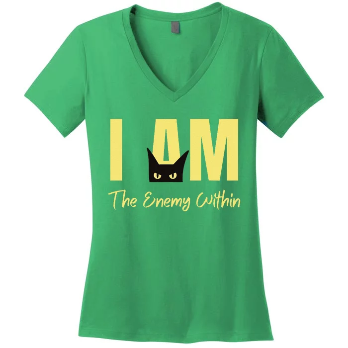 I Am The Enemy Within Kamala Harris Walz 2024 Merch Commala Women's V-Neck T-Shirt