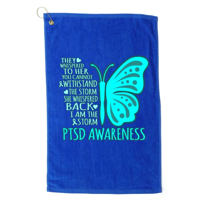 I Am The Storm Ptsd Stress Awareness Ribbon Graphic Gift Platinum Collection Golf Towel