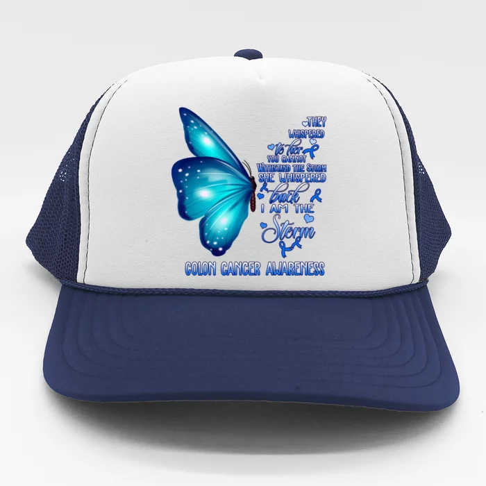 I Am The Storm Colon Cancer Awareness Butterfly Trucker Hat