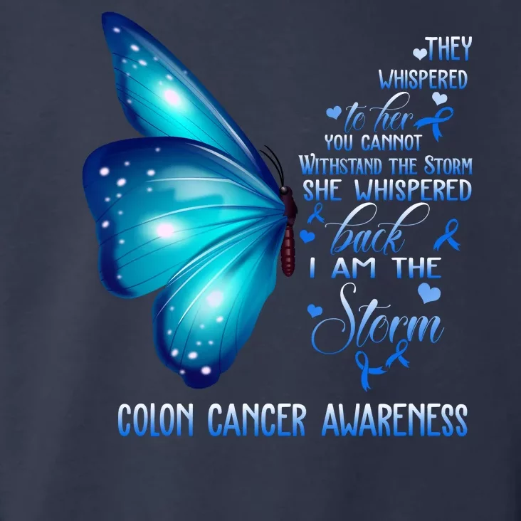 I Am The Storm Colon Cancer Awareness Butterfly Toddler Hoodie