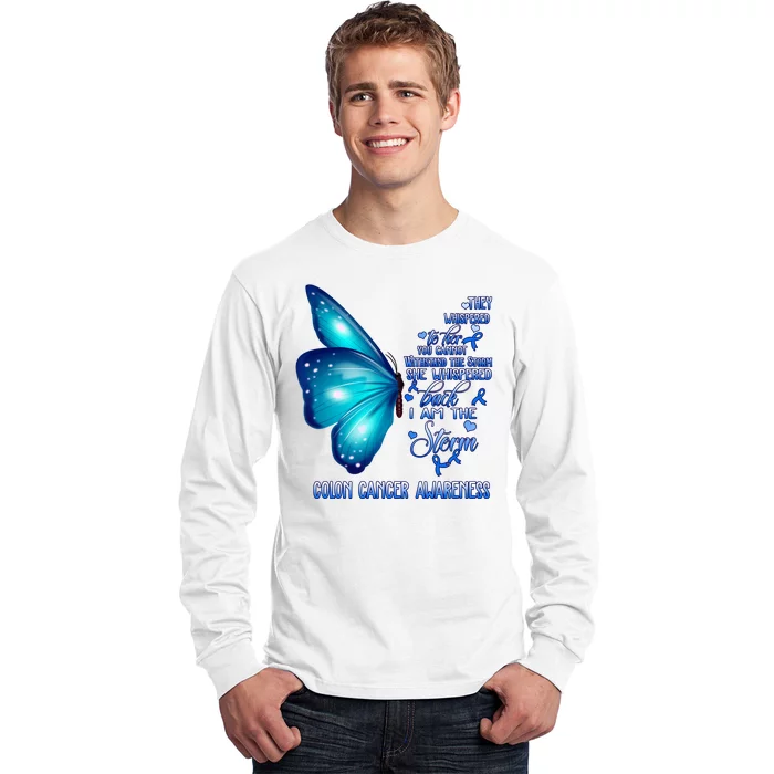 I Am The Storm Colon Cancer Awareness Butterfly Long Sleeve Shirt