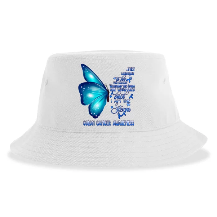 I Am The Storm Colon Cancer Awareness Butterfly Sustainable Bucket Hat