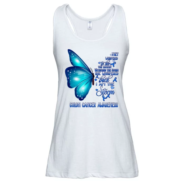 I Am The Storm Colon Cancer Awareness Butterfly Ladies Essential Flowy Tank