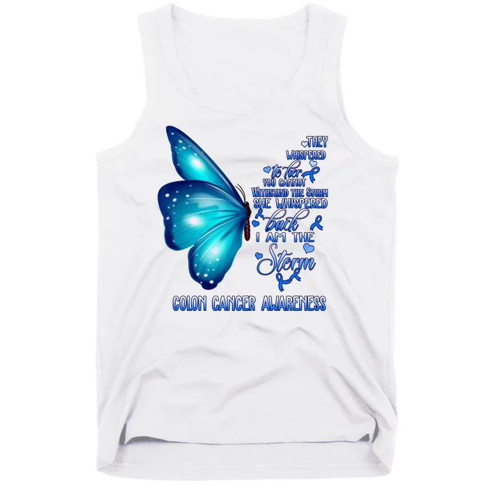 I Am The Storm Colon Cancer Awareness Butterfly Tank Top