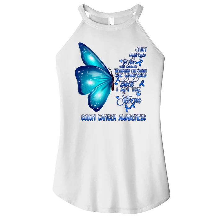 I Am The Storm Colon Cancer Awareness Butterfly Women’s Perfect Tri Rocker Tank