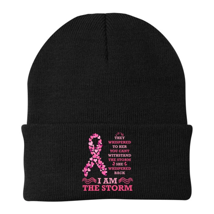 I Am The Storm Breast Cancer Ribbon Knit Cap Winter Beanie