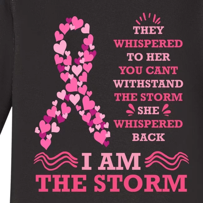 I Am The Storm Breast Cancer Ribbon Baby Long Sleeve Bodysuit