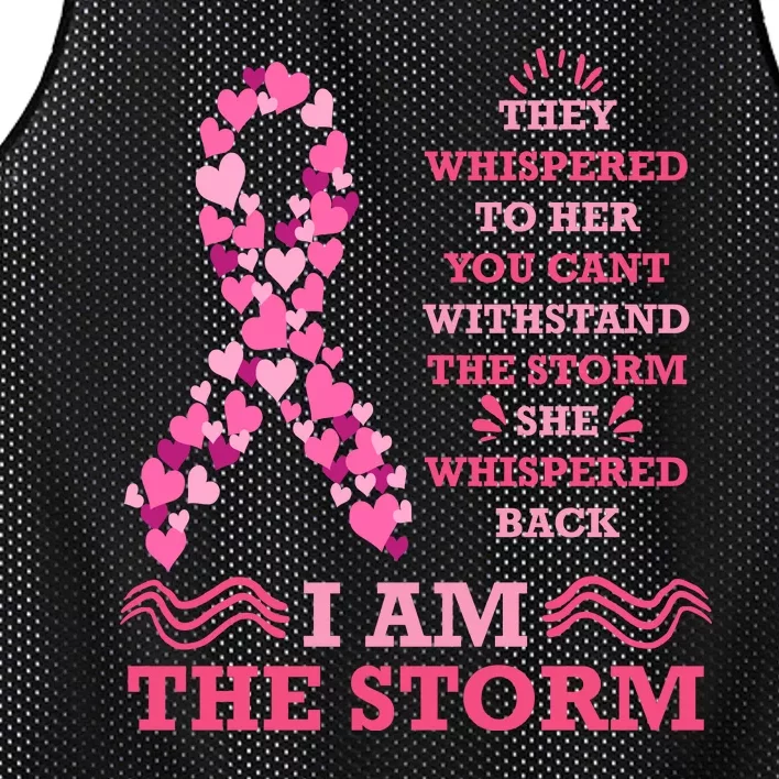 I Am The Storm Breast Cancer Ribbon Mesh Reversible Basketball Jersey Tank