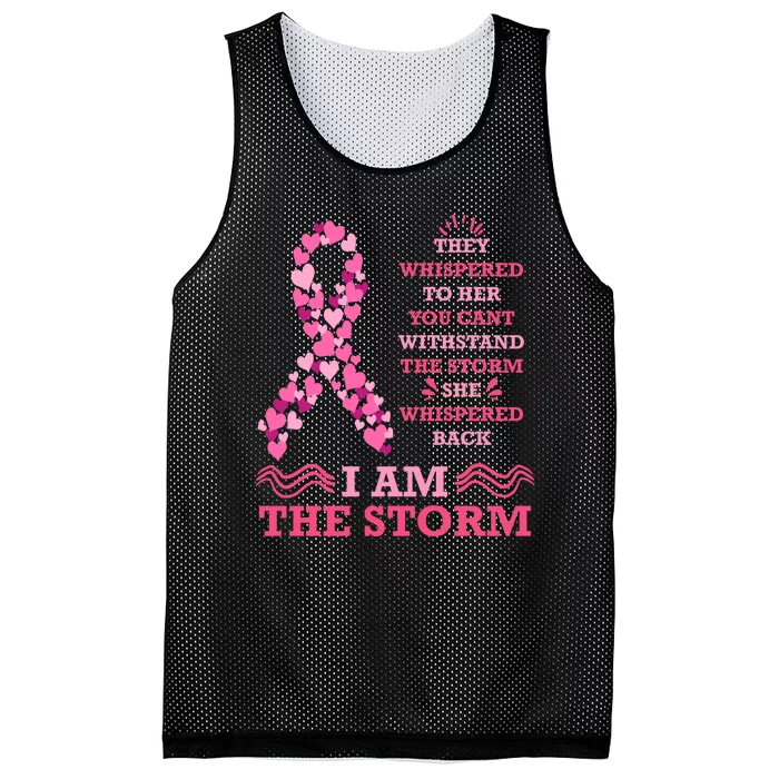 I Am The Storm Breast Cancer Ribbon Mesh Reversible Basketball Jersey Tank