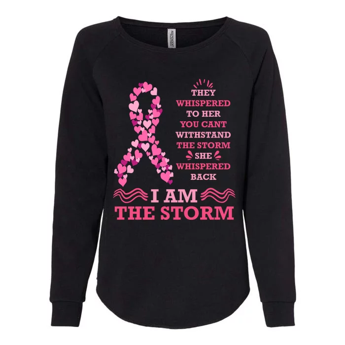 I Am The Storm Breast Cancer Ribbon Womens California Wash Sweatshirt