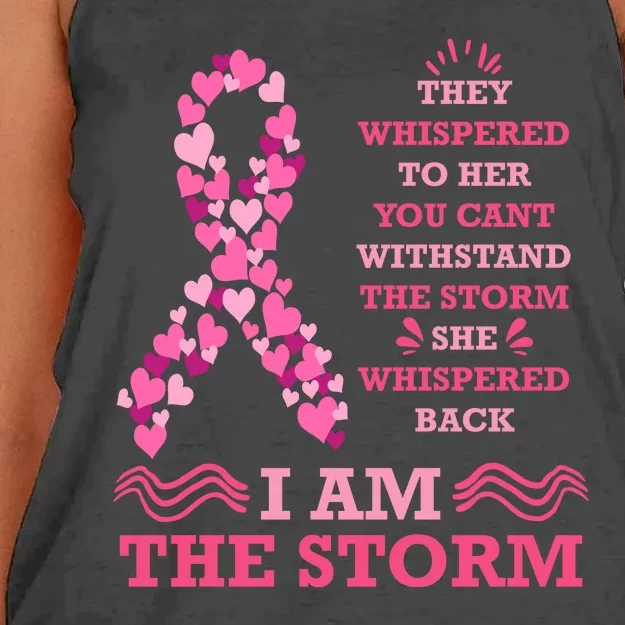 I Am The Storm Breast Cancer Ribbon Women's Knotted Racerback Tank