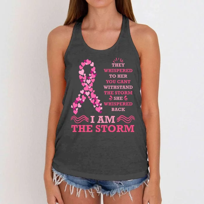 I Am The Storm Breast Cancer Ribbon Women's Knotted Racerback Tank