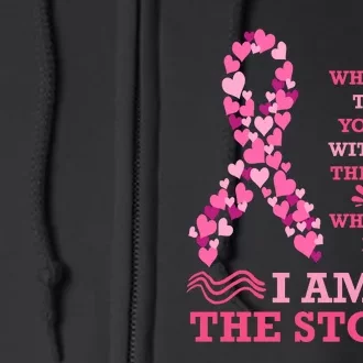 I Am The Storm Breast Cancer Ribbon Full Zip Hoodie