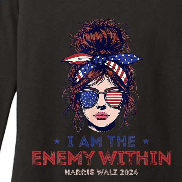 I Am The Enemy Within Harris Walz 2024 Mesy Bun Womens CVC Long Sleeve Shirt