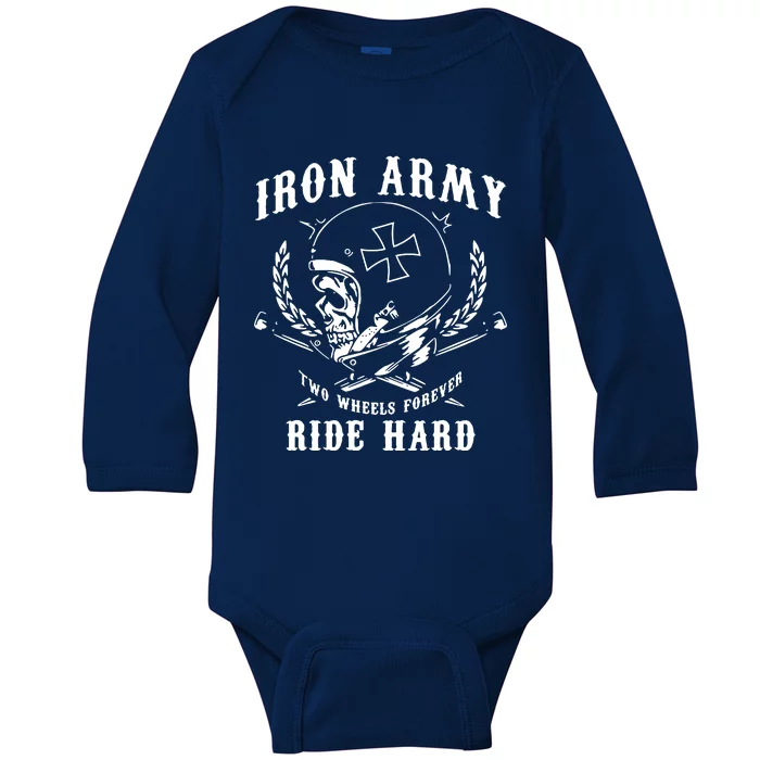 Iron Army Two Wheels Forever Ride Hard Baby Long Sleeve Bodysuit