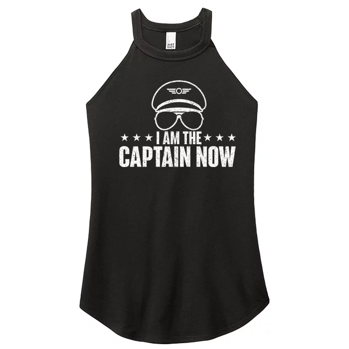 I Am The Captain Now Airplane Aircraft Lover Airline Pilot Women’s Perfect Tri Rocker Tank