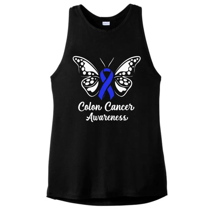 I am the storm Colon Cancer Awareness Butterfly Ladies Tri-Blend Wicking Tank