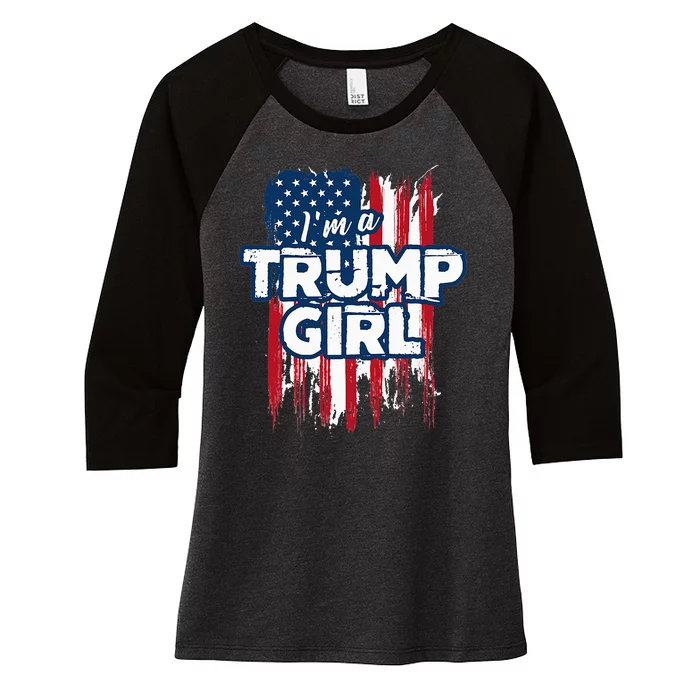 IM A Trump Girl Women's Tri-Blend 3/4-Sleeve Raglan Shirt