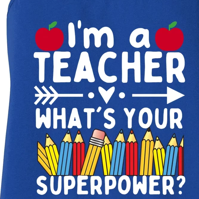 I'm A Teacher What's Your Superpower Teacher Appreciation Gift Women's Racerback Tank